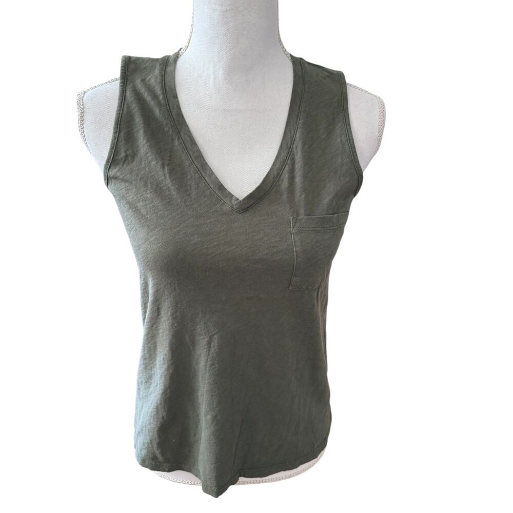 Maison Cinqcent 500 Sleeveless T Shirt Top Olive Green XS